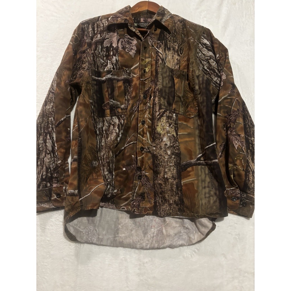 Vintage Longleaf Camo Shirt Mens Medium Hunting Button Pockets‎ Camouflage